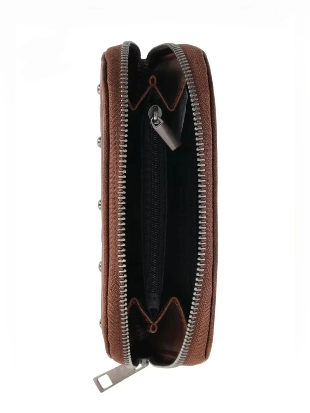 No Boundaries Women's Fashion Moto Rounded Wallet In Brown  NWT